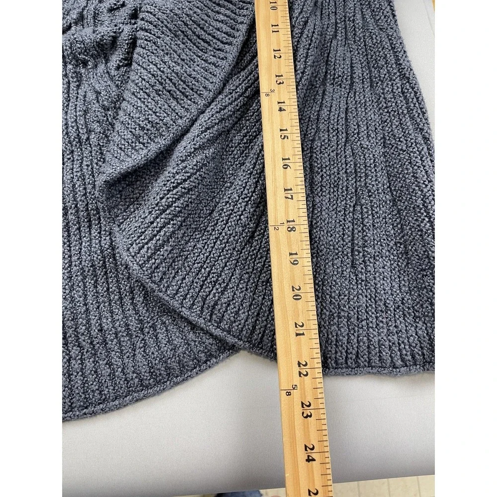 Pure‎ Jill Womens S Cable Knit 100% Cotton Open Drape Cardigan Sweater Gray